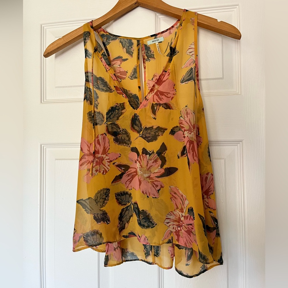 Kimchi Blue Sheer Yellow Floral Blouse